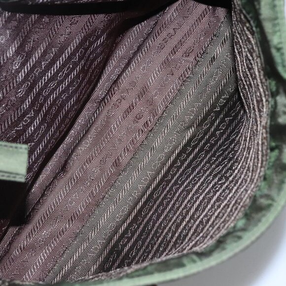 PRADA Chain Shoulder Bag Nylon Khaki Silver Auth - Picture 12 of 16
